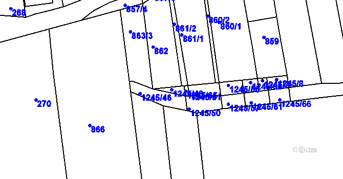 Parcela st. 1245/48 v KÚ Žádovice, Katastrální mapa