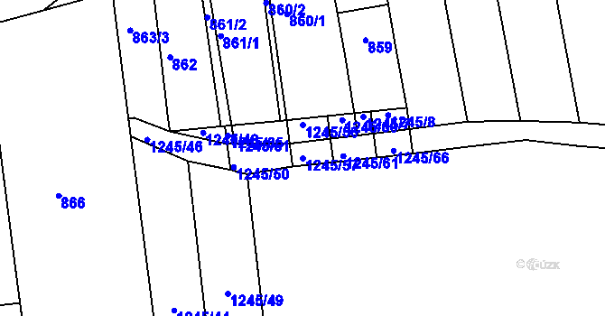 Parcela st. 1245/57 v KÚ Žádovice, Katastrální mapa