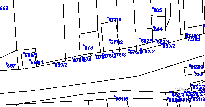 Parcela st. 676/2 v KÚ Žádovice, Katastrální mapa
