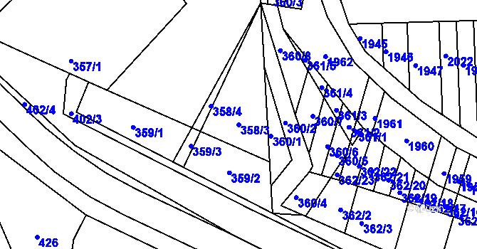 Parcela st. 358/3 v KÚ Žádovice, Katastrální mapa