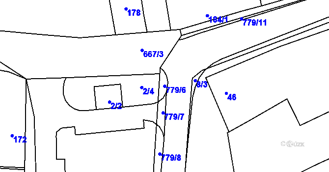 Parcela st. 779/6 v KÚ Žákovice, Katastrální mapa