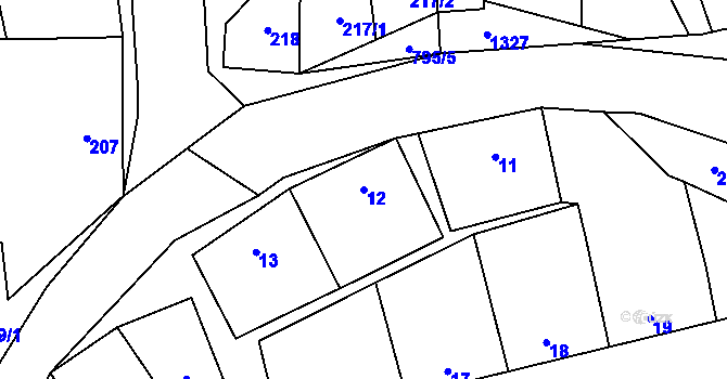 Parcela st. 12 v KÚ Žákovice, Katastrální mapa