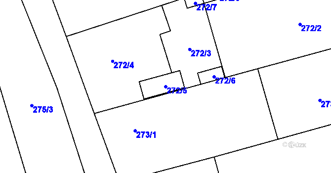 Parcela st. 272/5 v KÚ Žákovice, Katastrální mapa