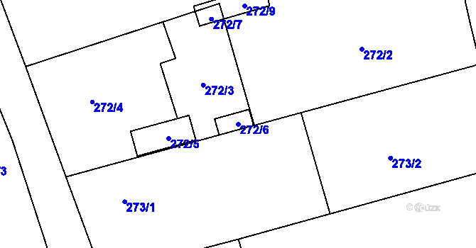 Parcela st. 272/6 v KÚ Žákovice, Katastrální mapa