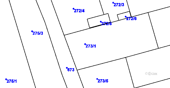 Parcela st. 273/1 v KÚ Žákovice, Katastrální mapa