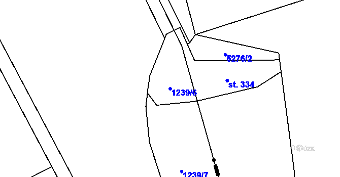 Parcela st. 1239/6 v KÚ Žákovice, Katastrální mapa