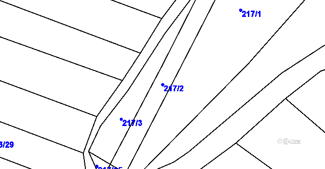 Parcela st. 217/2 v KÚ Žáky, Katastrální mapa