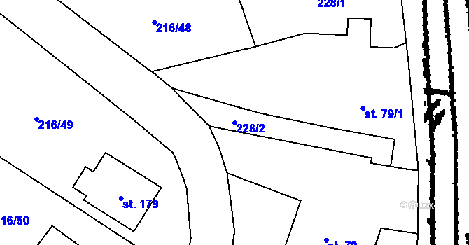 Parcela st. 228/2 v KÚ Žáky, Katastrální mapa