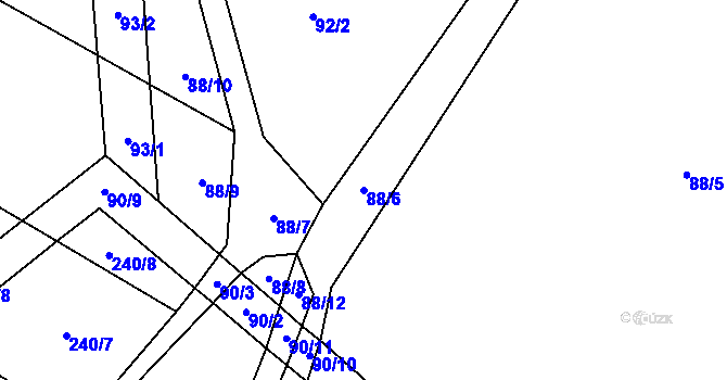 Parcela st. 88/6 v KÚ Žáky, Katastrální mapa