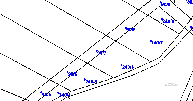 Parcela st. 90/7 v KÚ Žáky, Katastrální mapa