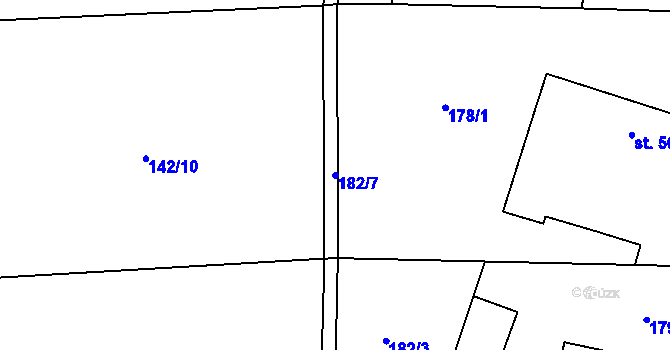 Parcela st. 182/7 v KÚ Žáky, Katastrální mapa