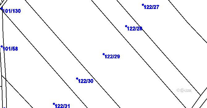 Parcela st. 122/29 v KÚ Žáky, Katastrální mapa