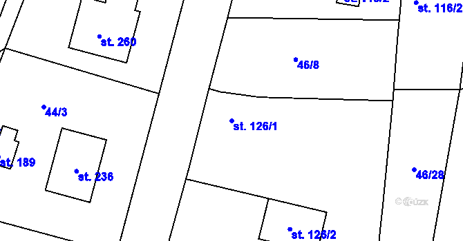 Parcela st. 126/1 v KÚ Žáky, Katastrální mapa