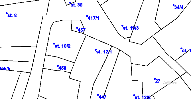 Parcela st. 12/1 v KÚ Černčice u Žalan, Katastrální mapa