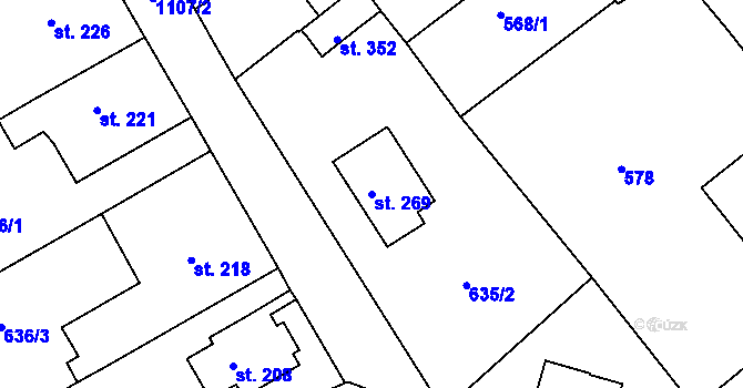 Parcela st. 269 v KÚ Žalany, Katastrální mapa