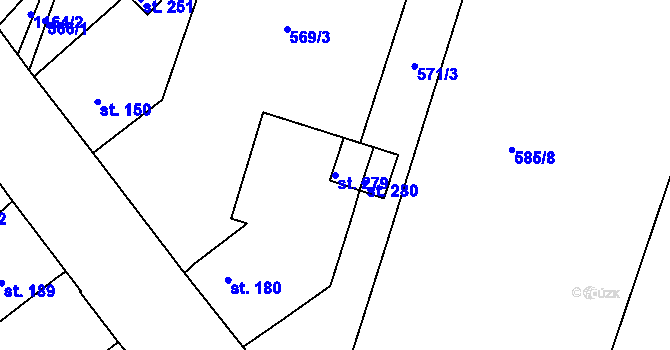 Parcela st. 279 v KÚ Žalany, Katastrální mapa