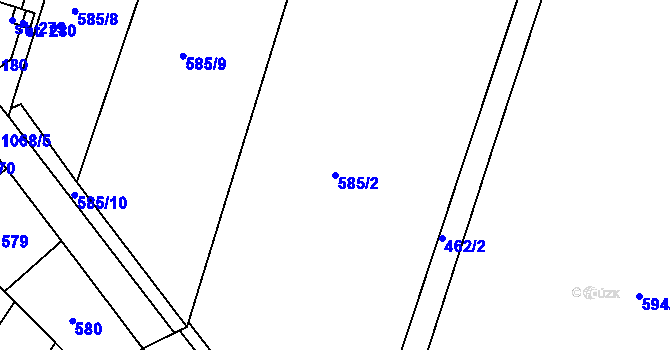 Parcela st. 585/2 v KÚ Žalany, Katastrální mapa