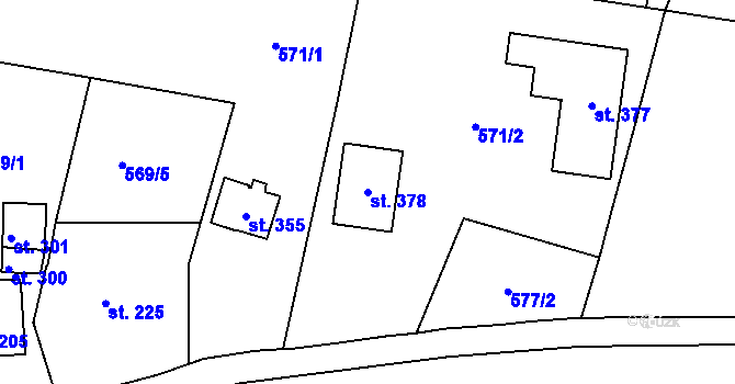 Parcela st. 378 v KÚ Žalany, Katastrální mapa