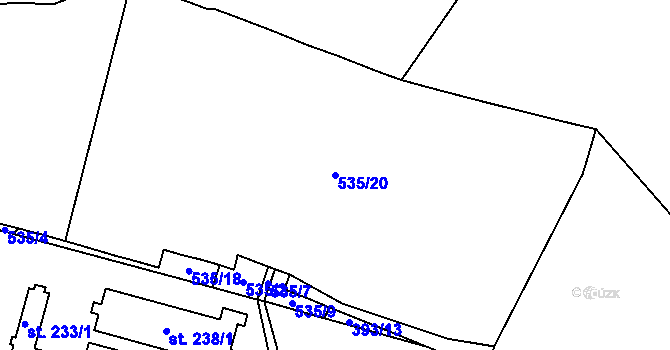 Parcela st. 535/20 v KÚ Žalany, Katastrální mapa