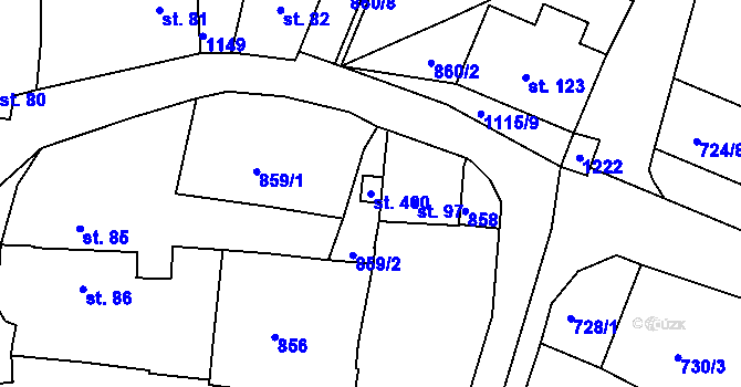 Parcela st. 400 v KÚ Žalany, Katastrální mapa