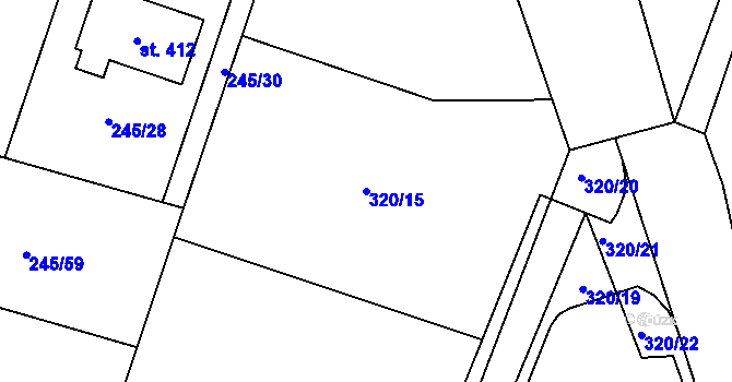 Parcela st. 320/15 v KÚ Žalany, Katastrální mapa