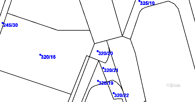 Parcela st. 320/20 v KÚ Žalany, Katastrální mapa