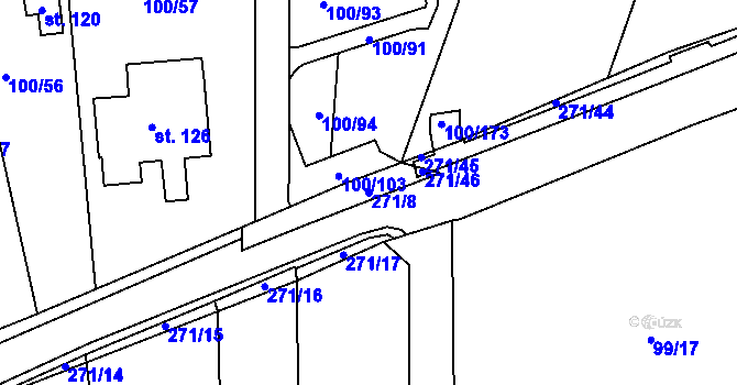 Parcela st. 271/8 v KÚ Píšťany, Katastrální mapa