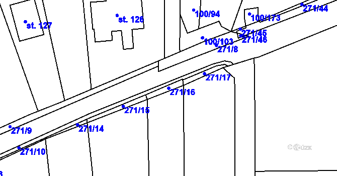 Parcela st. 271/16 v KÚ Píšťany, Katastrální mapa