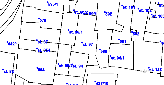Parcela st. 97 v KÚ Žalkovice, Katastrální mapa