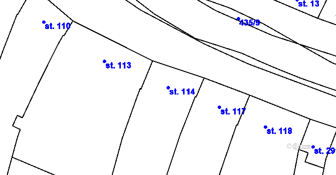 Parcela st. 114 v KÚ Žalkovice, Katastrální mapa