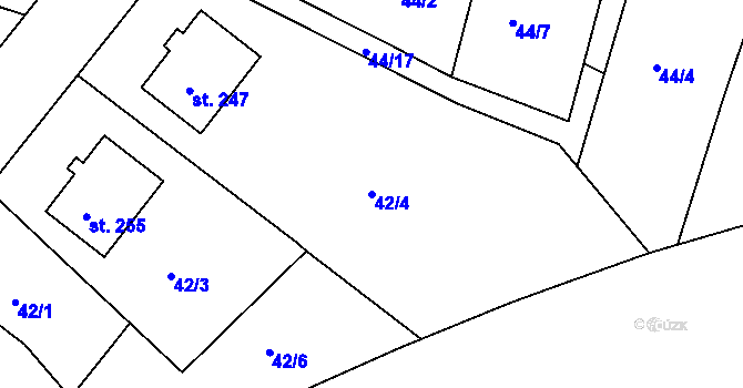 Parcela st. 42/4 v KÚ Žalkovice, Katastrální mapa