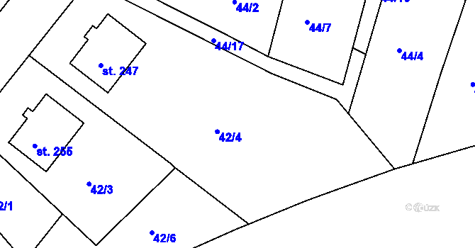 Parcela st. 42/5 v KÚ Žalkovice, Katastrální mapa