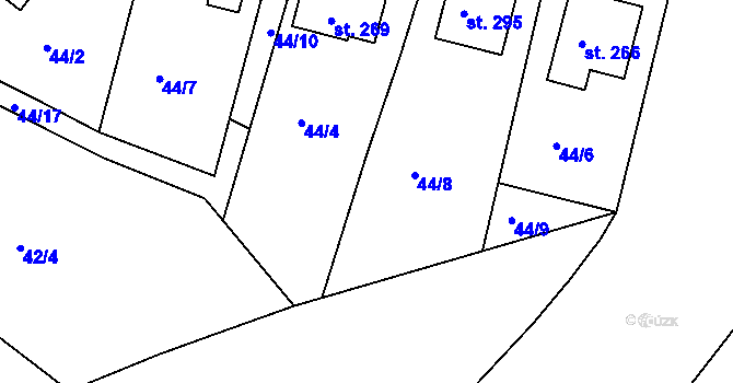 Parcela st. 44/3 v KÚ Žalkovice, Katastrální mapa