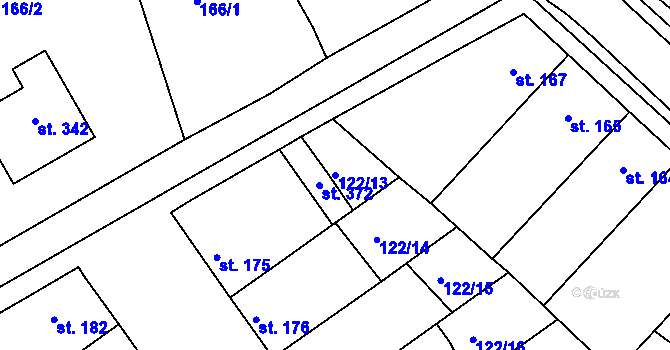 Parcela st. 122/13 v KÚ Žalkovice, Katastrální mapa