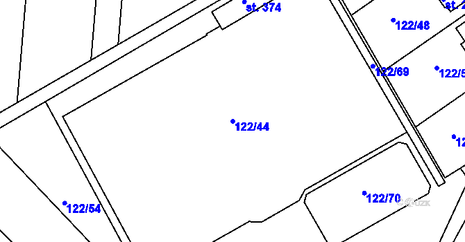 Parcela st. 122/44 v KÚ Žalkovice, Katastrální mapa