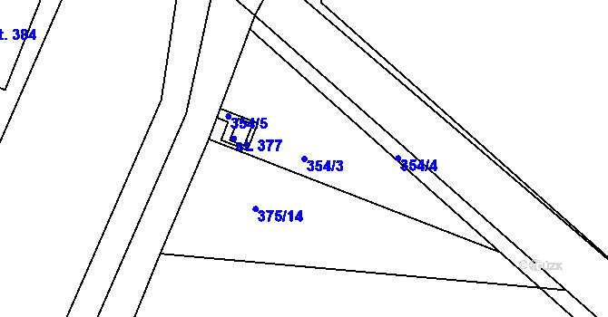 Parcela st. 354/3 v KÚ Žalkovice, Katastrální mapa