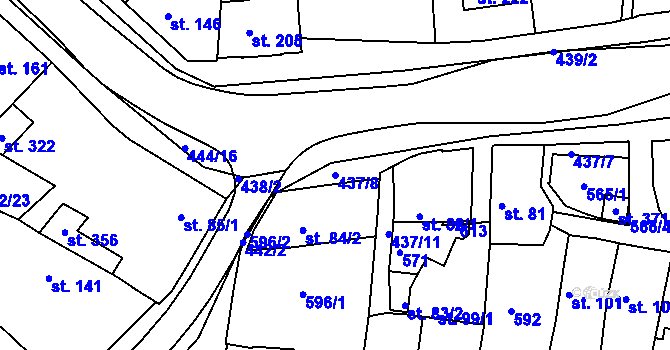 Parcela st. 437/8 v KÚ Žalkovice, Katastrální mapa