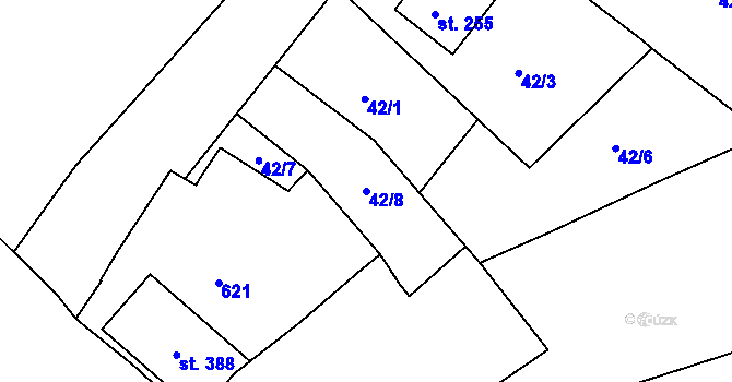 Parcela st. 42/8 v KÚ Žalkovice, Katastrální mapa