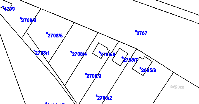 Parcela st. 2708/8 v KÚ Žamberk, Katastrální mapa