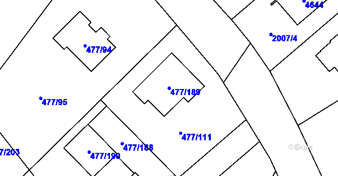 Parcela st. 477/189 v KÚ Žamberk, Katastrální mapa