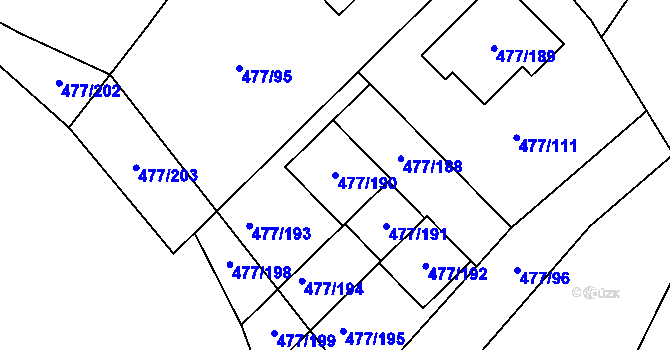 Parcela st. 477/190 v KÚ Žamberk, Katastrální mapa