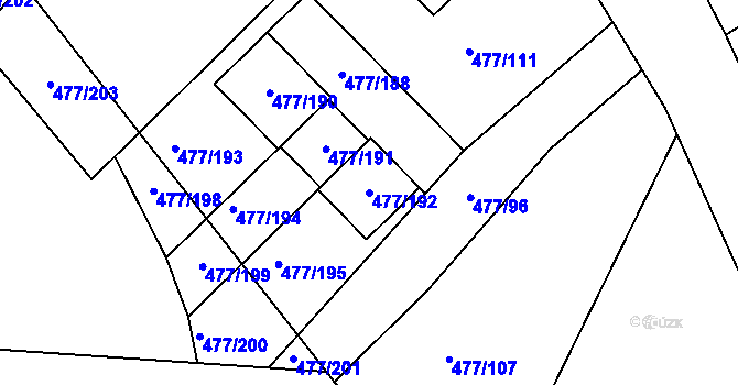 Parcela st. 477/192 v KÚ Žamberk, Katastrální mapa