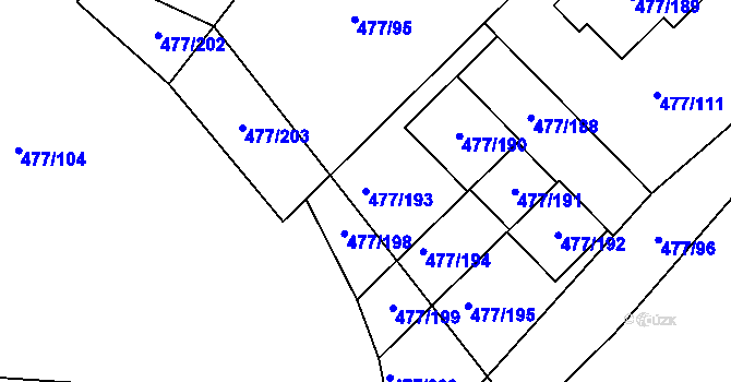 Parcela st. 477/193 v KÚ Žamberk, Katastrální mapa