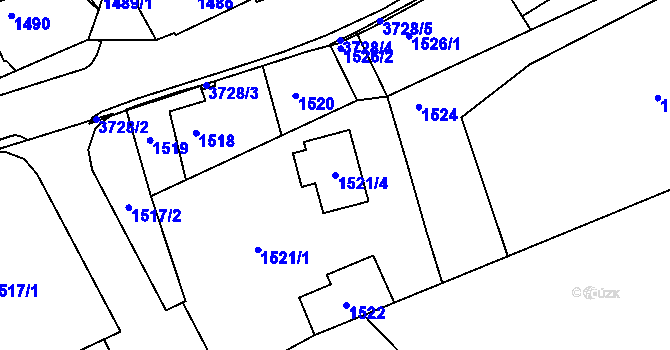 Parcela st. 1521/4 v KÚ Žamberk, Katastrální mapa