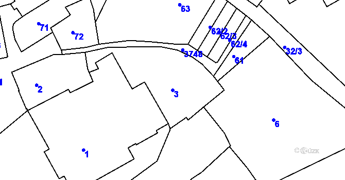 Parcela st. 3 v KÚ Žamberk, Katastrální mapa