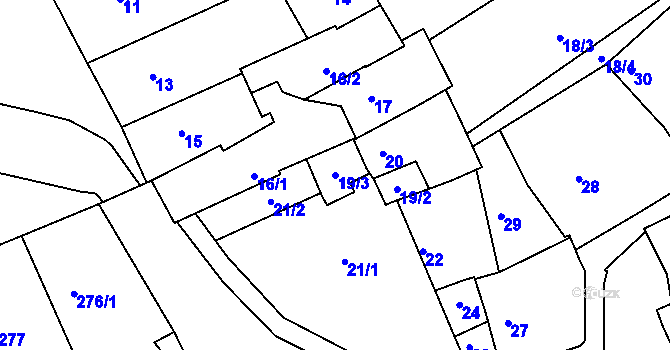 Parcela st. 19/3 v KÚ Žamberk, Katastrální mapa