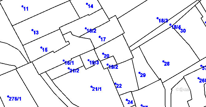 Parcela st. 20 v KÚ Žamberk, Katastrální mapa
