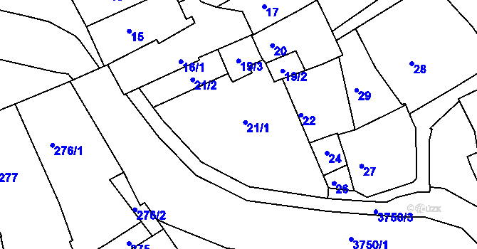 Parcela st. 21 v KÚ Žamberk, Katastrální mapa