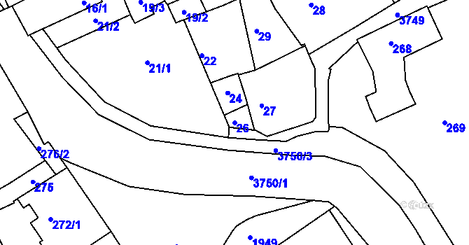 Parcela st. 26 v KÚ Žamberk, Katastrální mapa