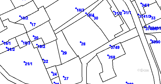 Parcela st. 28 v KÚ Žamberk, Katastrální mapa